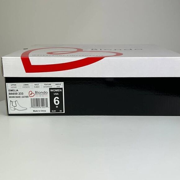 New Blondo Emelia Brown Snake Leather Waterproof Chelsea Ankle Boots 6 US /EU 36 - Picture 10 of 11